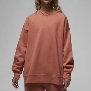 Jordan Flight Fleece Crewneck Oversized Sweatshirt Orange Women M(FB5116-810)